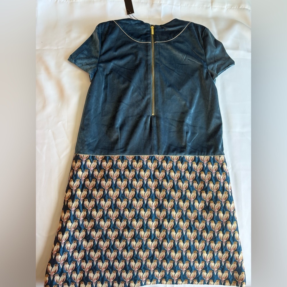Imoga Teal and Patterned Mini Dress - Picture 4 of 7